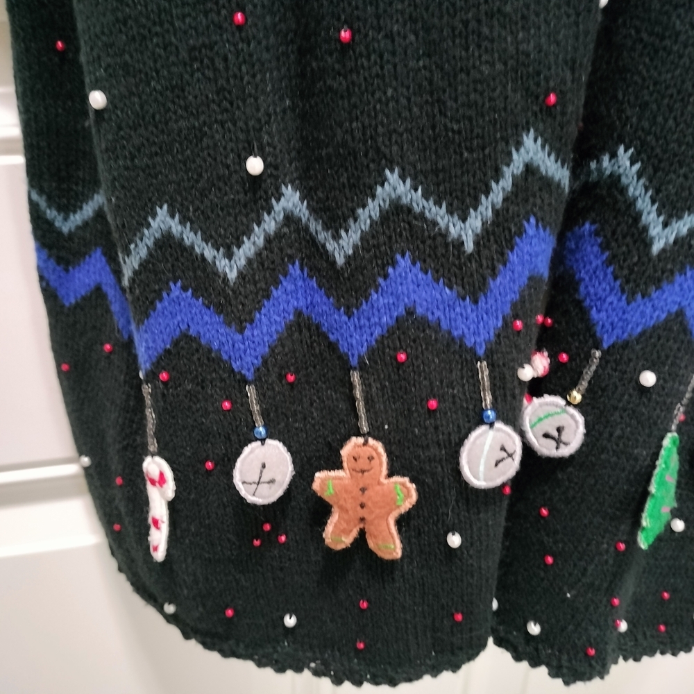 Celebration Wear Planet And Company Festive Black Cardigan with Holiday Accents - Picture 5 of 9
